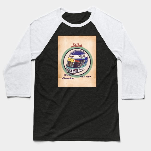 1998 Mika Hakkinen Baseball T-Shirt by Popcult Posters